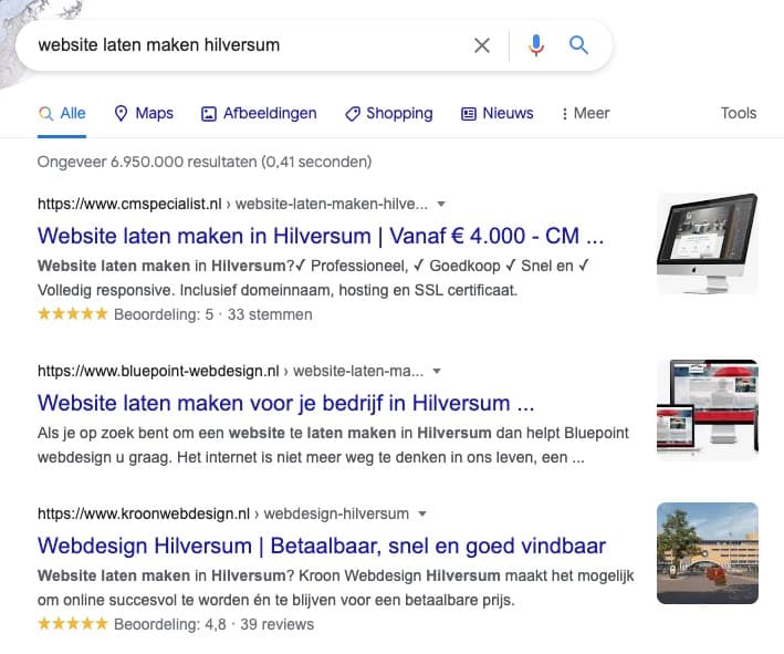 Vindbaarheid Google website laten maken Hilversum