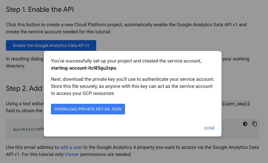Stap 7: Google Analytics developers API JSON