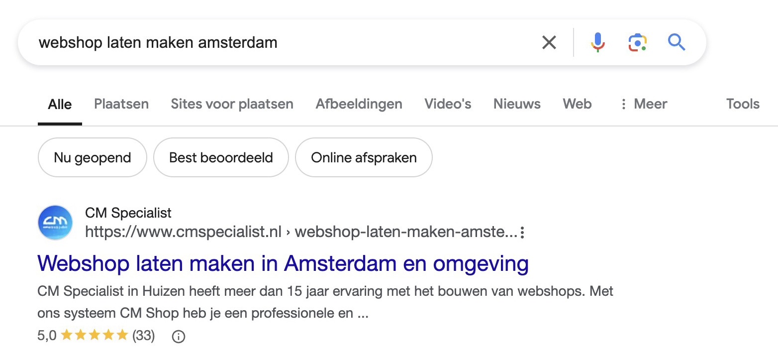 Vindbaarheid Google webshop laten maken Amsterdam