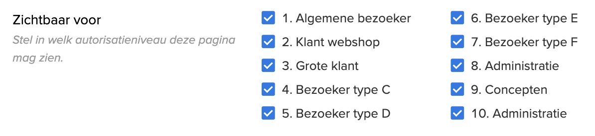 Autorisatieniveau zichtbaarheid